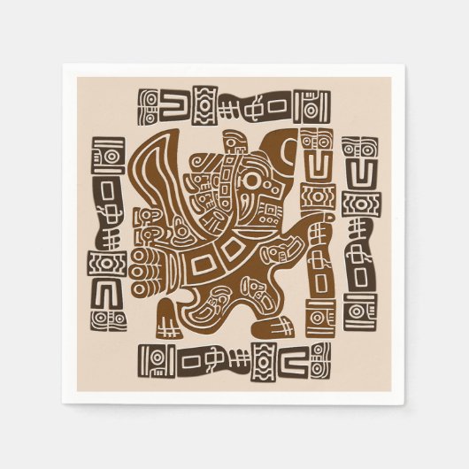 Aztec Eagle Warrior Tribal Oude kunst Servet (Voorkant)