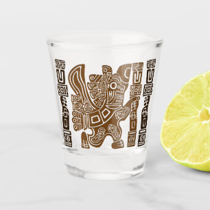 Aztec Eagle Warrior Tribal Oude kunst Shot Glas