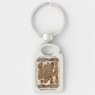 Aztec Eagle Warrior Tribal Oude kunst Sleutelhanger