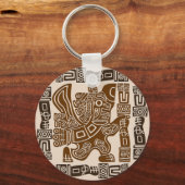 Aztec Eagle Warrior Tribal Oude kunst Sleutelhanger (Voorkant)