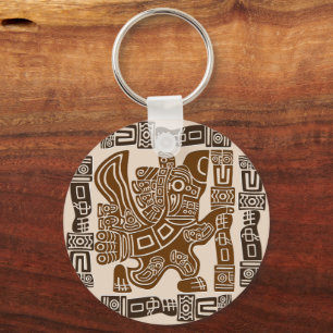 Aztec Eagle Warrior Tribal Oude kunst Sleutelhanger