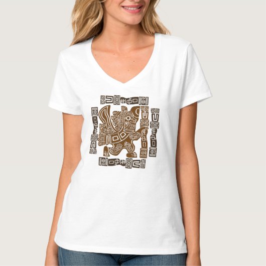 Aztec Eagle Warrior Tribal Oude kunst T-shirt (Voorkant)