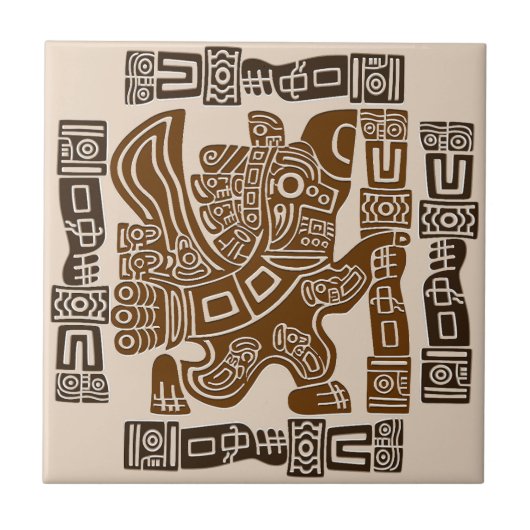 Aztec Eagle Warrior Tribal Oude kunst Tegeltje (Voorkant)