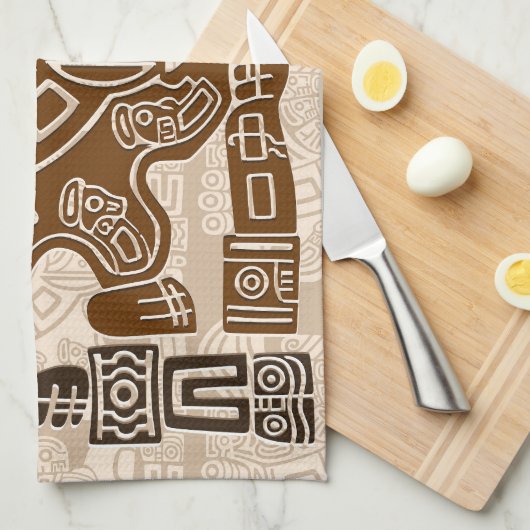 Aztec Eagle Warrior Tribal Oude kunst Theedoek (Quarter Fold)