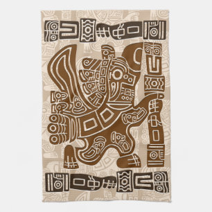 Aztec Eagle Warrior Tribal Oude kunst Theedoek
