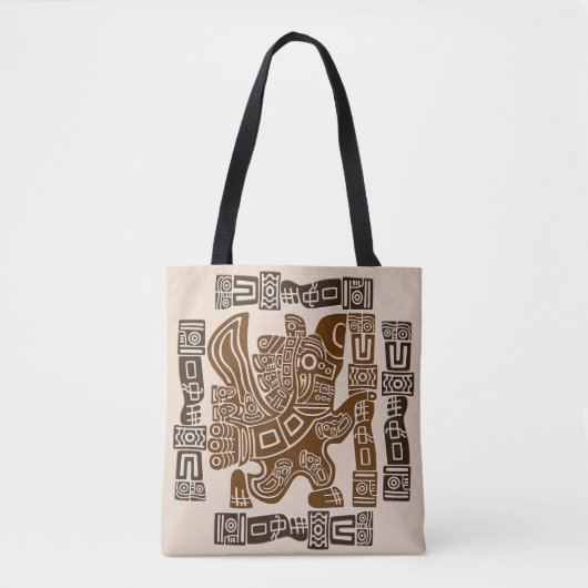 Aztec Eagle Warrior Tribal Oude kunst Tote Bag (Voorkant)