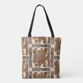 Aztec Eagle Warrior Tribal Oude kunst Tote Bag (Achterkant)