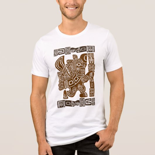 Aztec Eagle Warrior Tribal Oude kunst Tri-Blend Shirt (Voorkant)