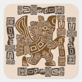 Aztec Eagle Warrior Tribal Oude kunst Vierkante Sticker (Voorkant)
