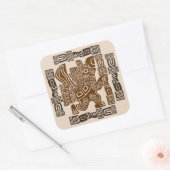 Aztec Eagle Warrior Tribal Oude kunst Vierkante Sticker (Envelop)