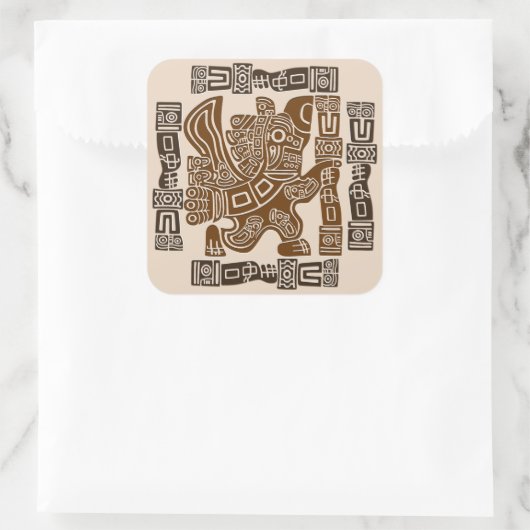 Aztec Eagle Warrior Tribal Oude kunst Vierkante Sticker (Tas)