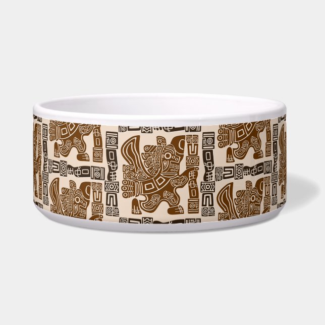 Aztec Eagle Warrior Tribal Oude kunst Voerbakje (Voorkant)