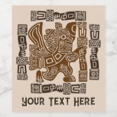 Aztec Eagle Warrior Tribal Oude kunst Wijn Etiket (Enkel label)