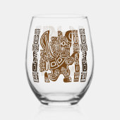 Aztec Eagle Warrior Tribal Oude kunst Wijnglas Zonder Voet (Voorkant)