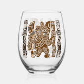 Aztec Eagle Warrior Tribal Oude kunst Wijnglas Zonder Voet (Achterkant)