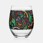 Aztec Eagle Warrior Tribal Oude kunst Wijnglas Zonder Voet (Voorkant)