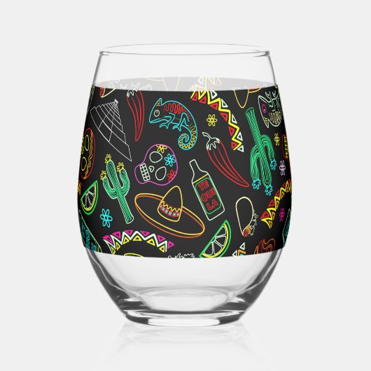 Aztec Eagle Warrior Tribal Oude kunst Wijnglas Zonder Voet (Voorkant)