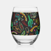 Aztec Eagle Warrior Tribal Oude kunst Wijnglas Zonder Voet (Achterkant)