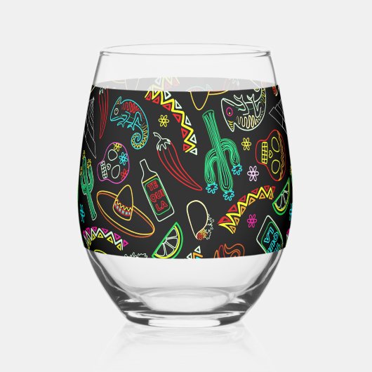 Aztec Eagle Warrior Tribal Oude kunst Wijnglas Zonder Voet (Achterkant)