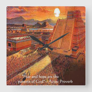 Aztec Empire & Famous Proverb Wall Clock Vierkante Klok