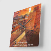 Aztec Empire & Famous Proverb Wall Clock Vierkante Klok (Hoek)
