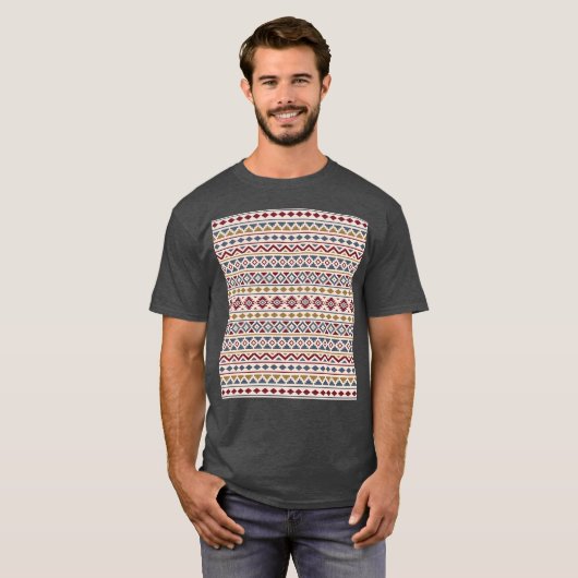 Aztec Essence II PTN Red Blue Gold Cream T-shirt (Voorkant volledig)