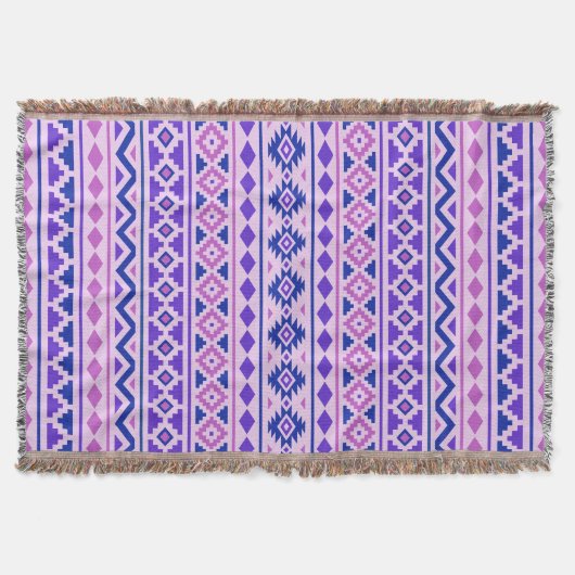 Aztec Essence II Verticaal tn Pinks Blue Paars Deken (Voorkant)