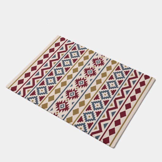 Aztec Essence III (V) Ptn Red Blue Gold Cream Deurmat (Schuin)