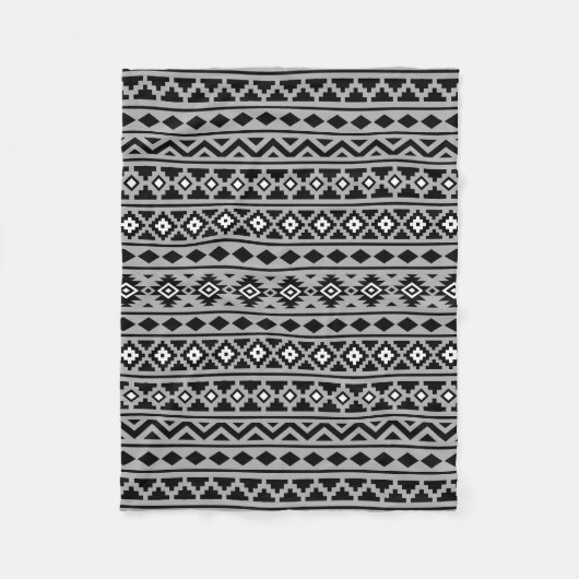 Aztec Essence Pattern II Black White Grey Fleece Deken (Voorkant)