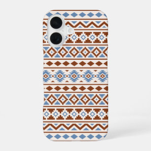Aztec Essence Pattern II Rust Blue Cream iPhone 16 Hoesje