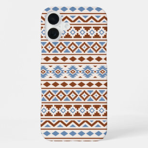 Aztec Essence Pattern II Rust Blue Cream iPhone 16 Plus Hoesje