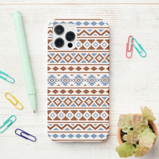 Aztec Essence Pattern II Rust Blue Cream iPhone Hoesje (Op bureau)