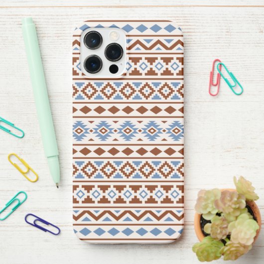 Aztec Essence Pattern II Rust Blue Cream iPhone Hoesje (Op bureau)