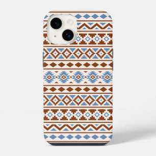 Aztec Essence Pattern II Rust Blue Cream iPhone 14 Hoesje