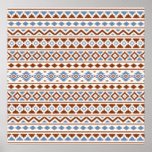 Aztec Essence Pattern II Rust Blue Cream Poster (Voorkant)