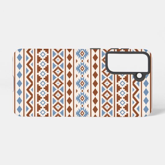 Aztec Essence Pattern II Rust Blue Cream Samsung Galaxy Hoesje (Achterkant horizontaal)