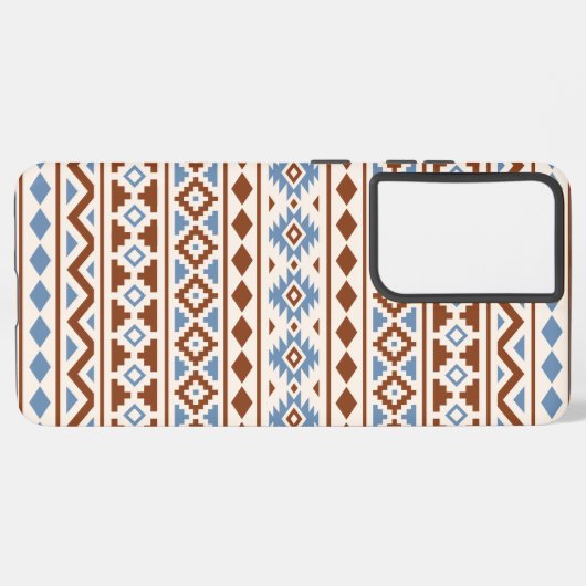 Aztec Essence Pattern II Rust Blue Cream Samsung Galaxy Hoesje (Achterkant horizontaal)