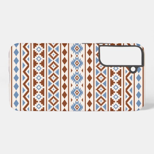 Aztec Essence Pattern II Rust Blue Cream Samsung Galaxy Hoesje (Achterkant horizontaal)