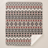 Aztec Essence Pattern II Zwart Wit Rood Grijs Sherpa Deken (Voorkant)