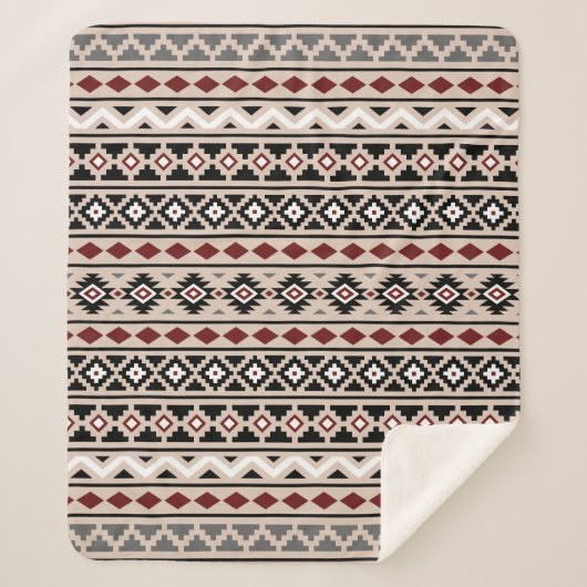 Aztec Essence Pattern II Zwart Wit Rood Grijs Sherpa Deken (Voorkant)