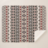 Aztec Essence Pattern II Zwart Wit Rood Grijs Sherpa Deken (Voorkant (horizontaal))