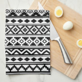 Aztec Essence Pattern IIb Black & White Theedoek (Quarter Fold)