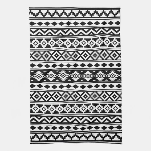 Aztec Essence Pattern IIb Black & White Theedoek (Verticaal)