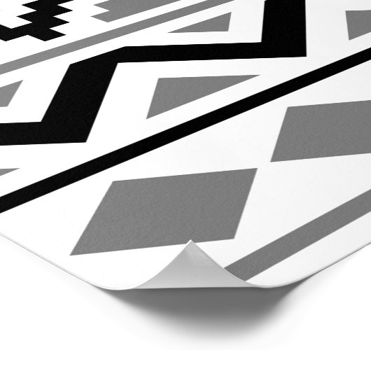 Aztec Essence Pattern III Black White Grey Poster (Hoek)