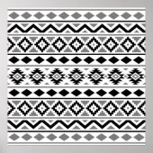 Aztec Essence Pattern III Black White Grey Poster (Voorkant)