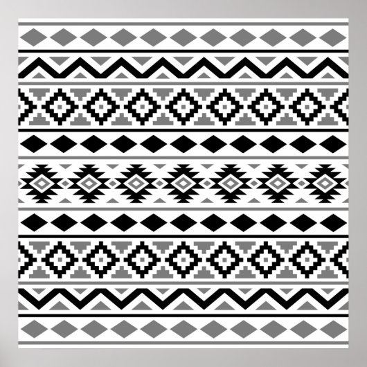 Aztec Essence Pattern III Black White Grey Poster (Voorkant)