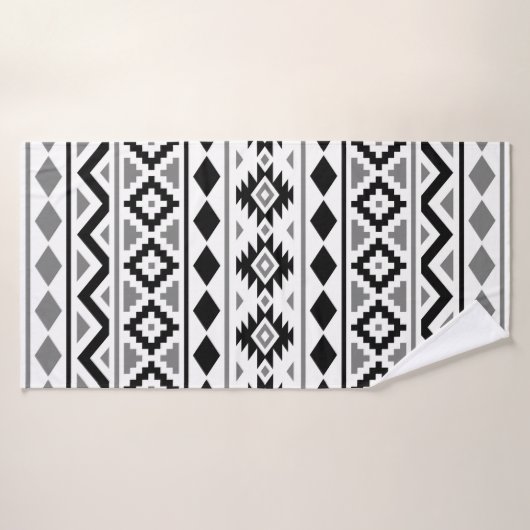 Aztec Essence Pattern III Zwart Wit Grijs Badhanddoek (Badhanddoek)