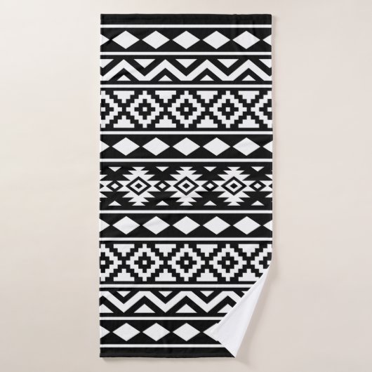 Aztec Essence Pattern IIIb Black & White Badhanddoek (Badhanddoek)