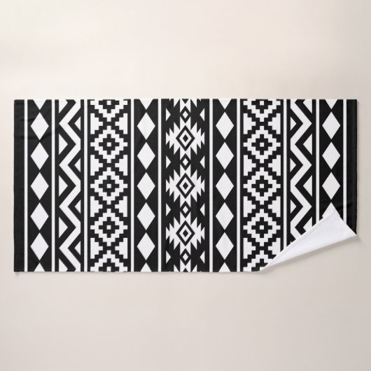 Aztec Essence Pattern IIIb Black & White Badhanddoek (Badhanddoek)