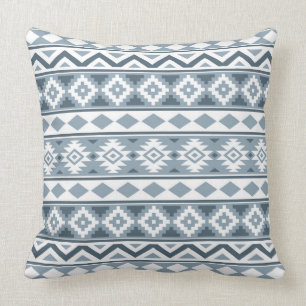 Aztec Essence Pattern IIIb Blue-Grays & White Kussen